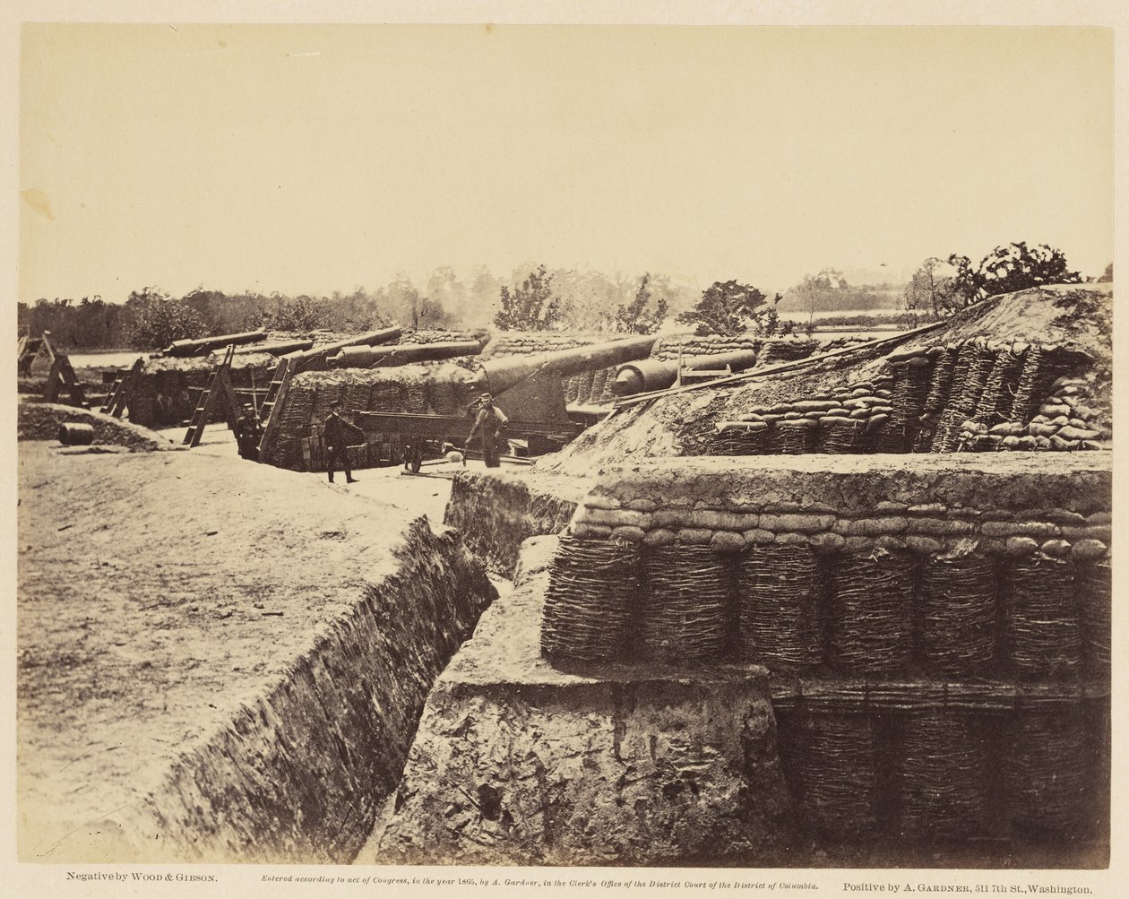 البطارية رقم 1 ، بالقرب من يوركتاون؟ 2. ، مايو ، 1862 (طبعة زلال مثبتة على ورق منسوج) بواسطة وود وجيبسون وود وجيبسون