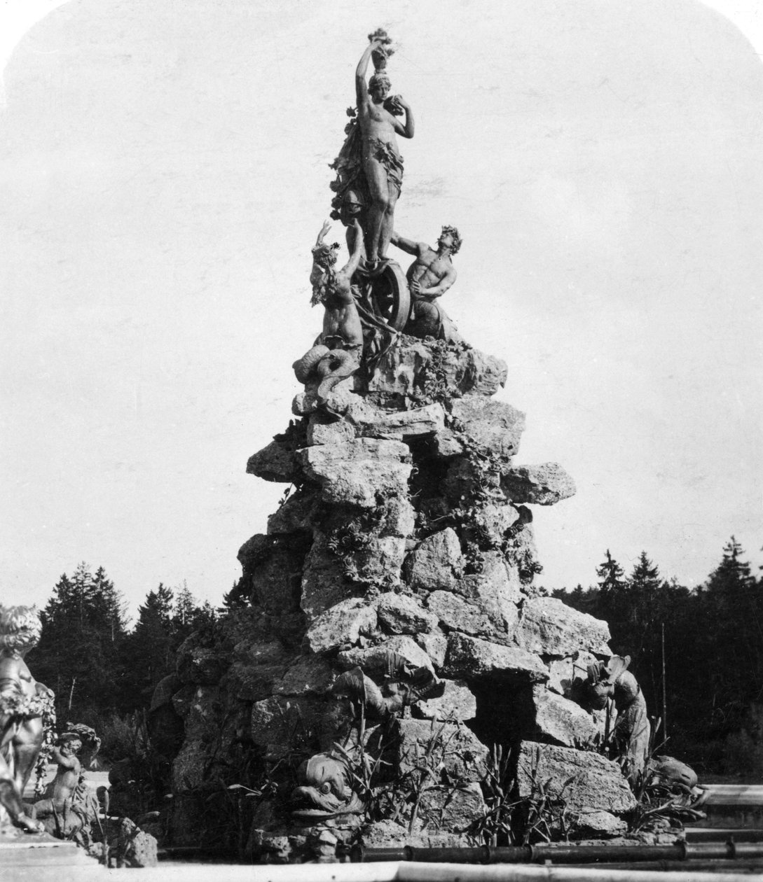 النافورة في قصر Herrenchiemsee ، بافاريا ، ألمانيا ، c1900s. بواسطة ورتهل وأولاده