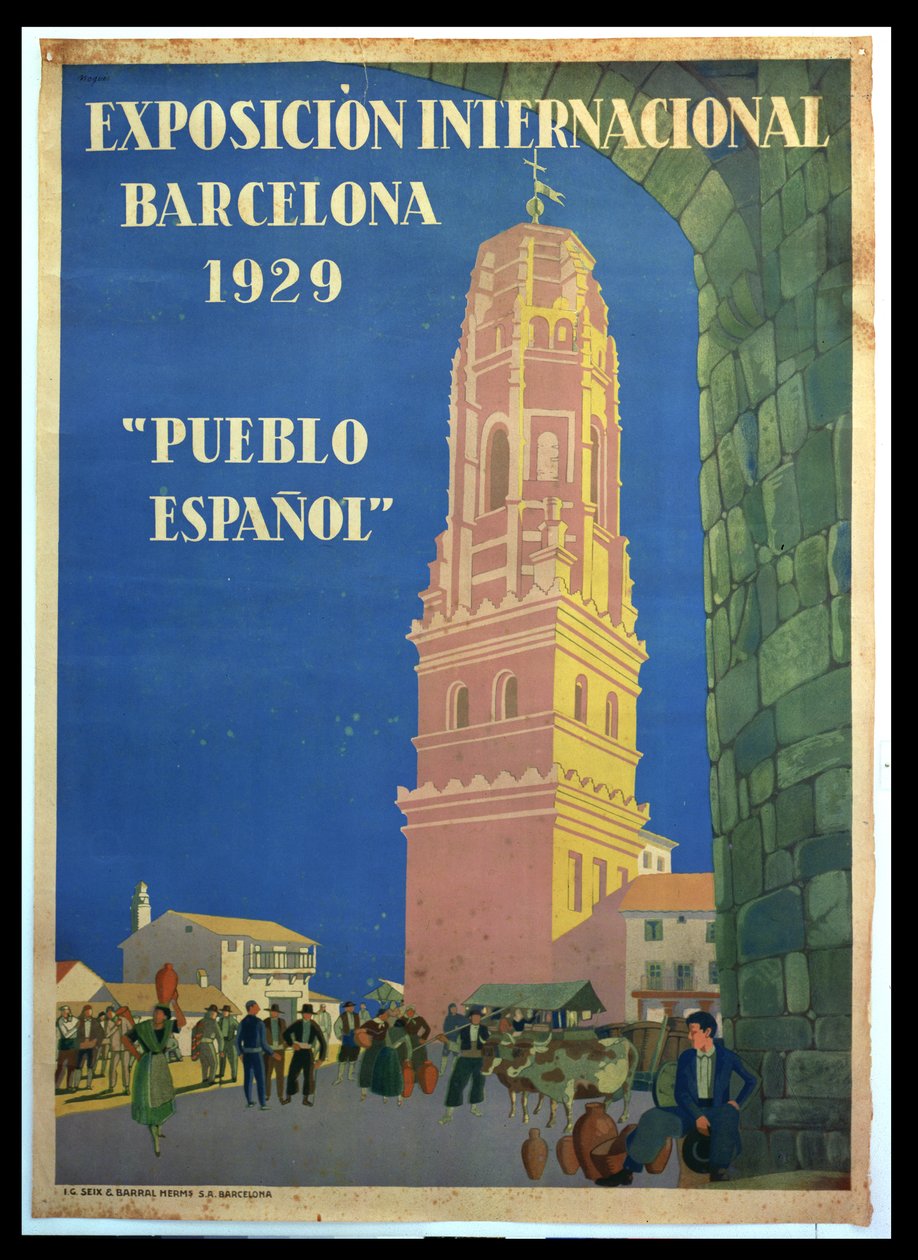 ملصق إعلان عن المعرض الدولي في برشلونة ، 1929 بواسطة Xavier Nogues