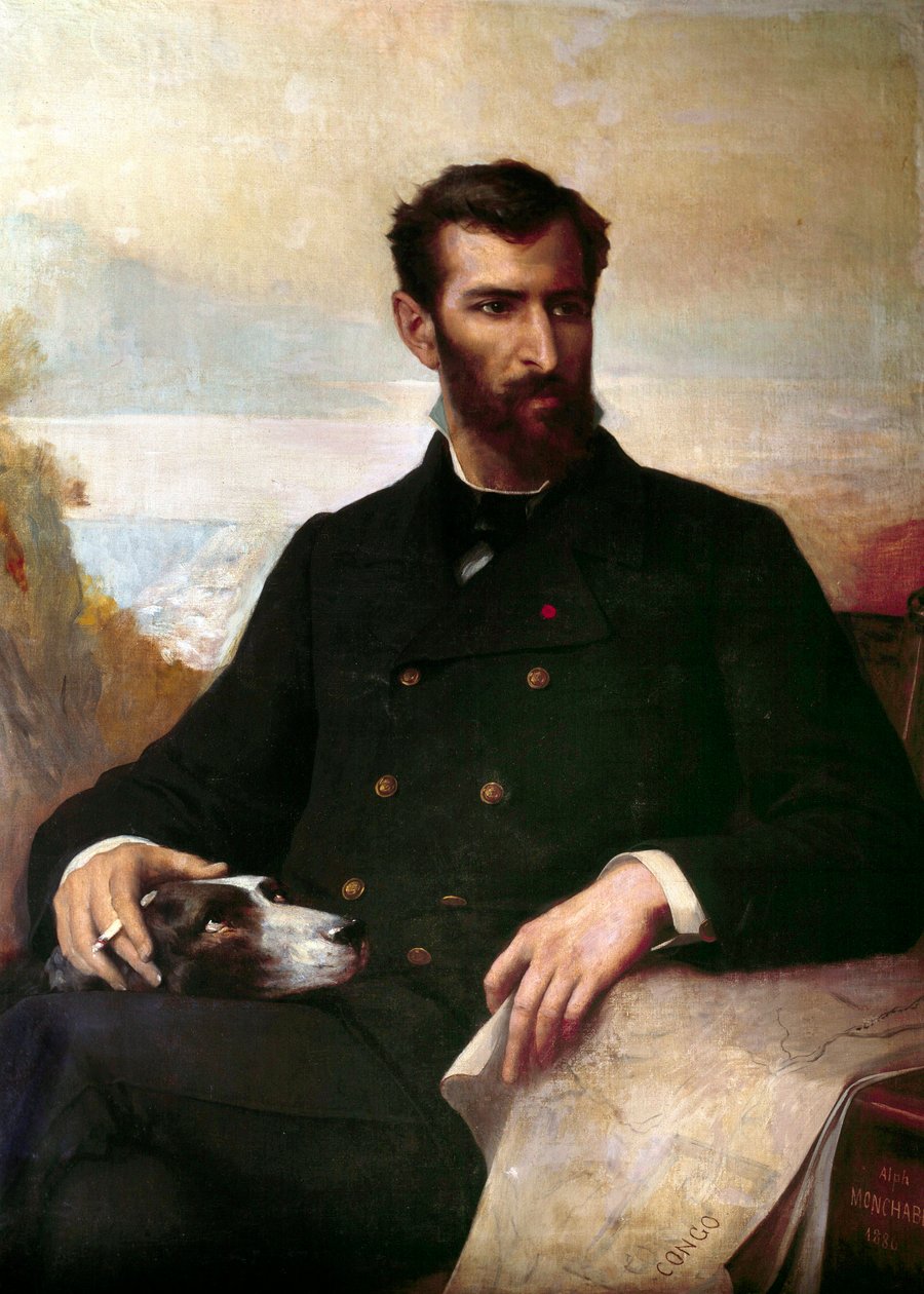 صورة بيير سافورجنان من برازا (1852-1905) ، إيطالي الأصل ، مستكشف فرنسي في أفريقيا الاستوائية. لوحة للفونس مونشابلون (1835-1907) 1886 باريس ، الفنون الأفريقية والأوقيانوسية بواسطة كزافييه ألفونس مونشابلون