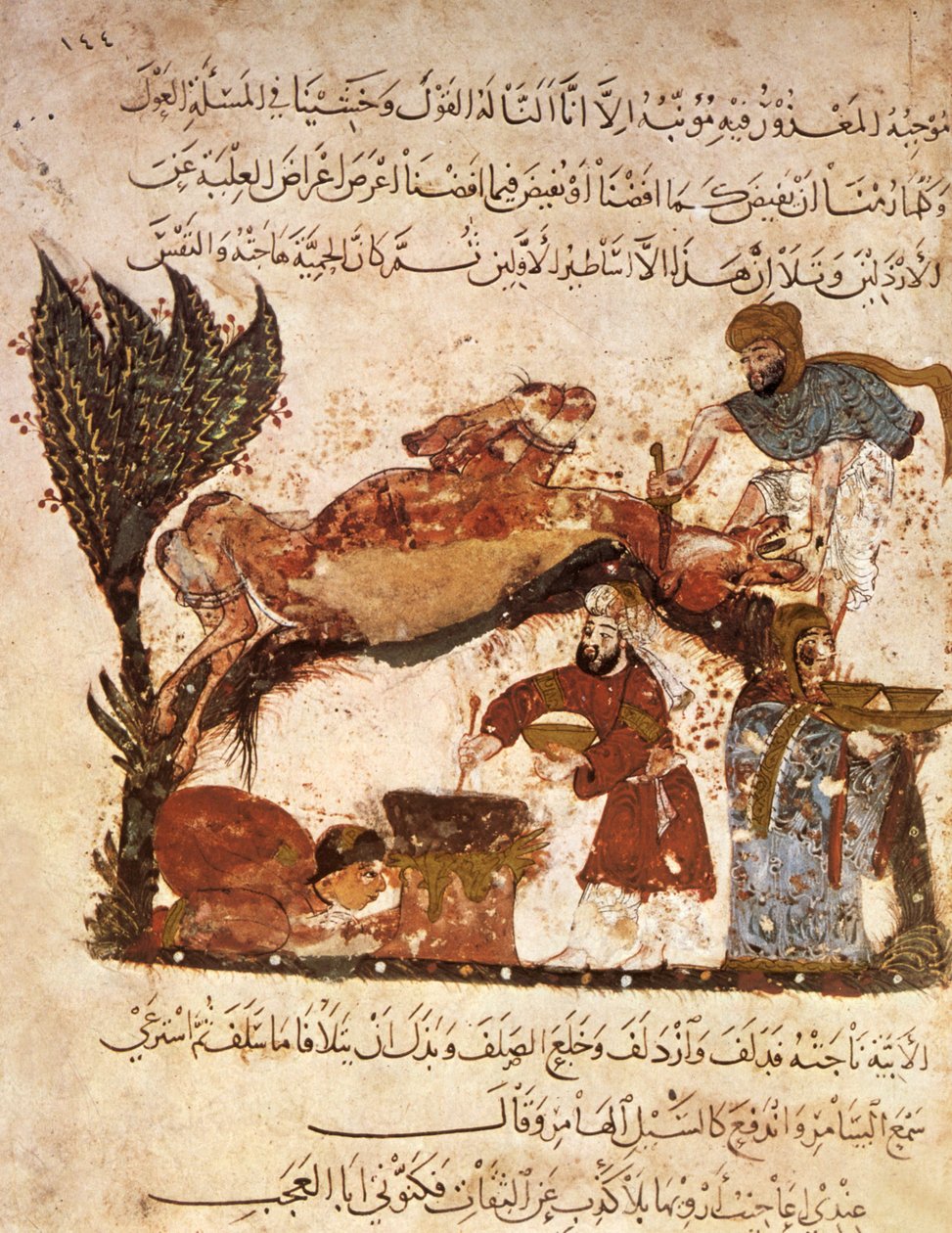 السيدة ع 5847 ص. 61 ، إعداد وليمة من المقامات الحريري ، ج .1240 (غواش على الرق) بواسطة يحيى بن محمود الواسطي