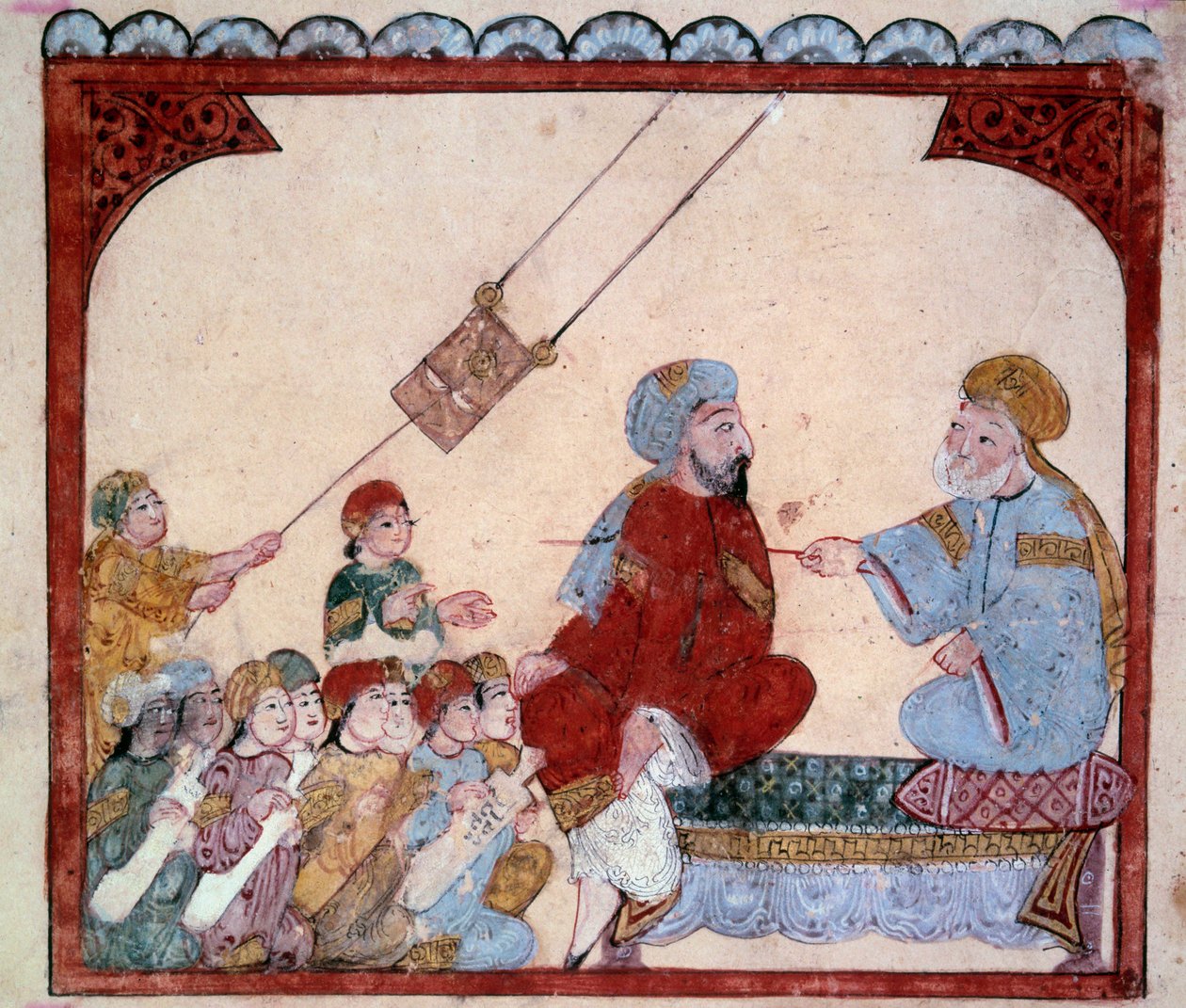 The wandering navigator Abu-Zayd (Abu Zayd, Abu Zayd) Miniature teacher from the “” Maqamat”” (Seances) by Abu Mohammed al-Kasim ibn Ali Hariri (or Al-Hariri or Al Hariri) (1054-1122) enlumined by Yahya Mahmud al-Wasiti (al-Wasiti) in 1237, Paris, Paris, B بواسطة يحيى بن محمود الواسطي