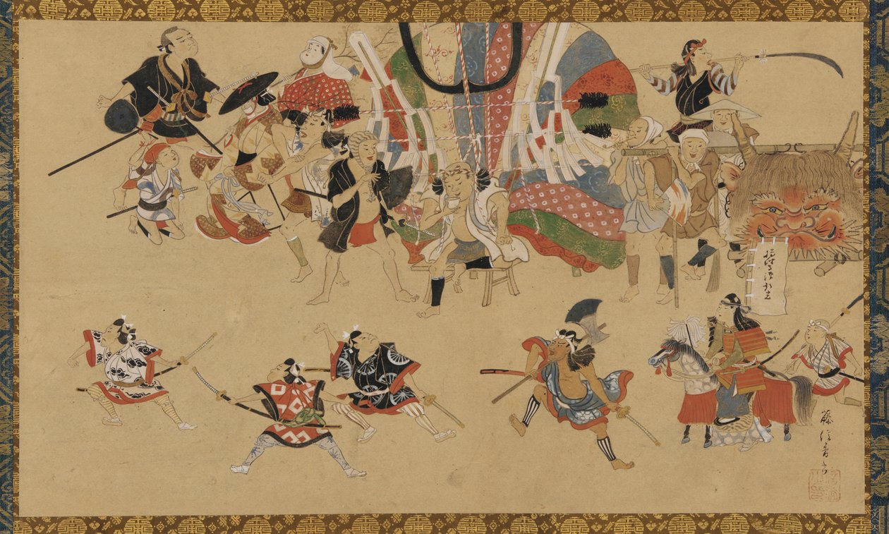 مشهد الشارع خلال مهرجان ، كاليفورنيا. 1750-70. بواسطة ياماموتو فوجينوبو