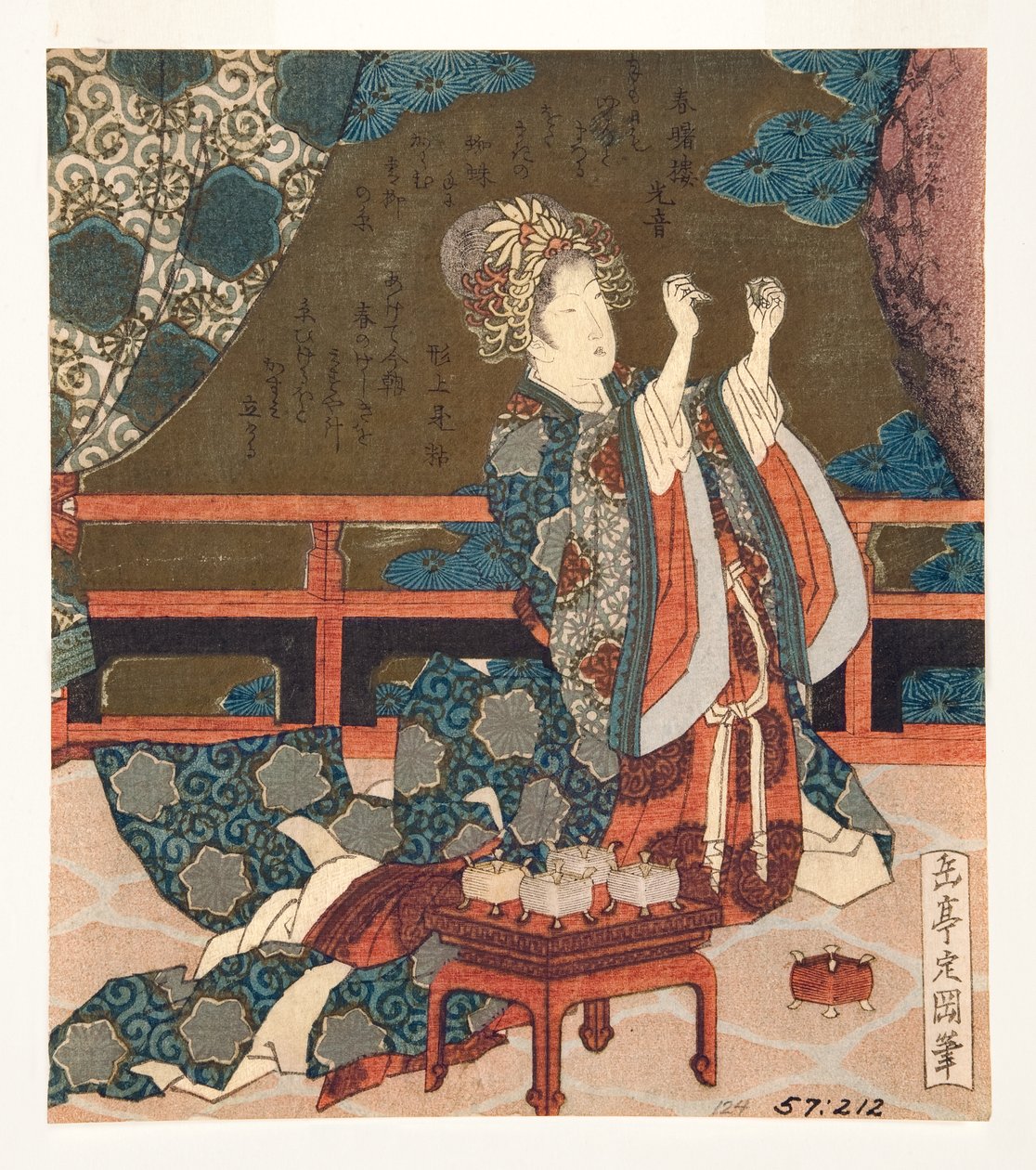 امرأة صينية تفحص خيطًا ، 1823-25 (لوح خشبي) بواسطة ياشيما جاكوتي