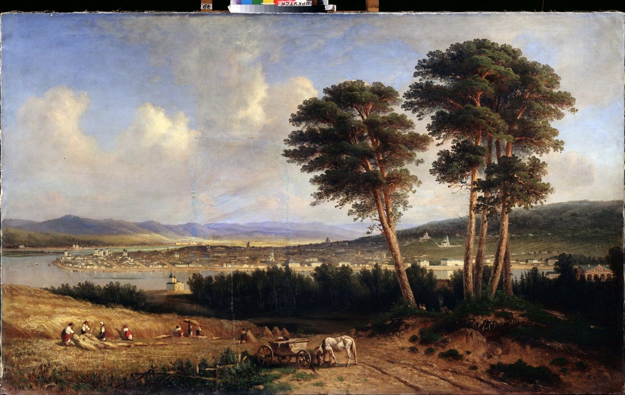 منظر لإركوتسك (سيبيريا ، روسيا). (منظر ليركوتسك). لوحة لإيغور يغوروفيتش ماير (1822-1867) ، زيت على قماش بواسطة إيجور يغوروفيتش ماير