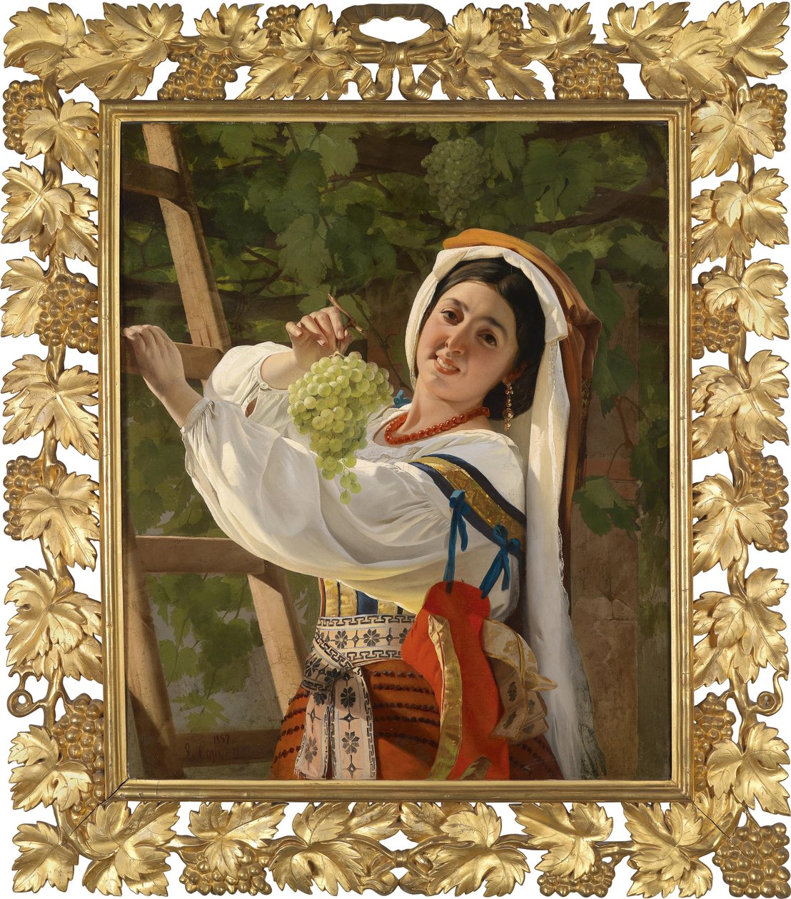 فتاة تضحك في فستان جنوب إيطاليا ، 1857 بواسطة يفغراف سيميونوفيتش سوروكين
