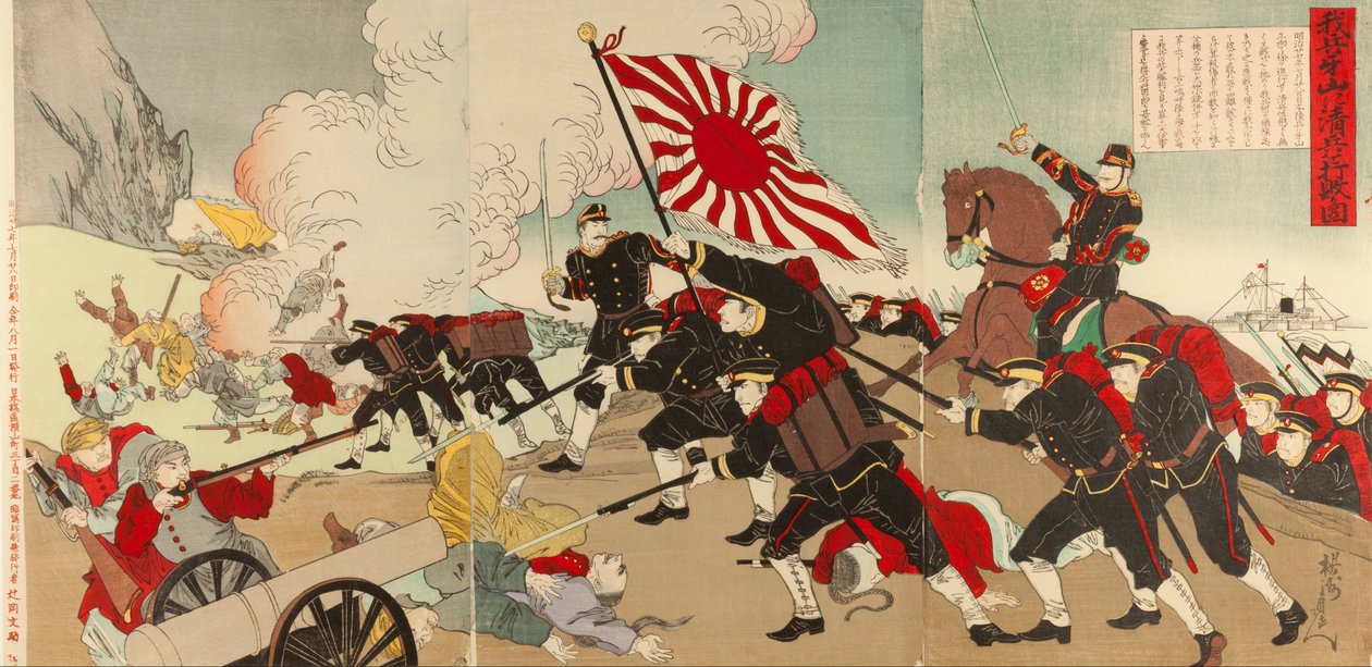 جيشنا يسحق جيش مانشو في أسان بواسطة Yoshu Chikanobu