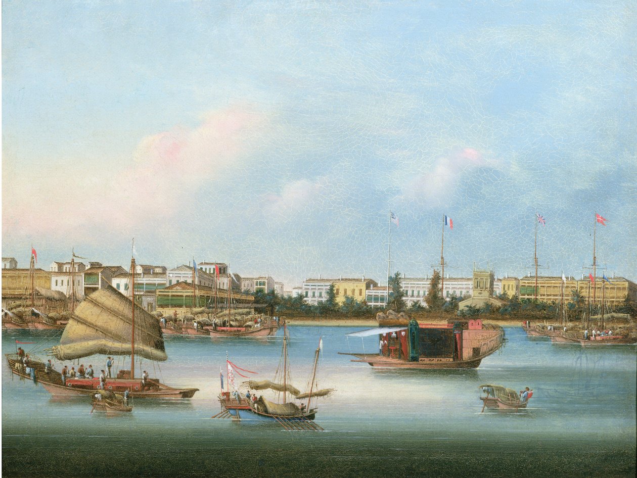 The Hongs at Canton ، c.1855 (نفط) بواسطة أنت كوا