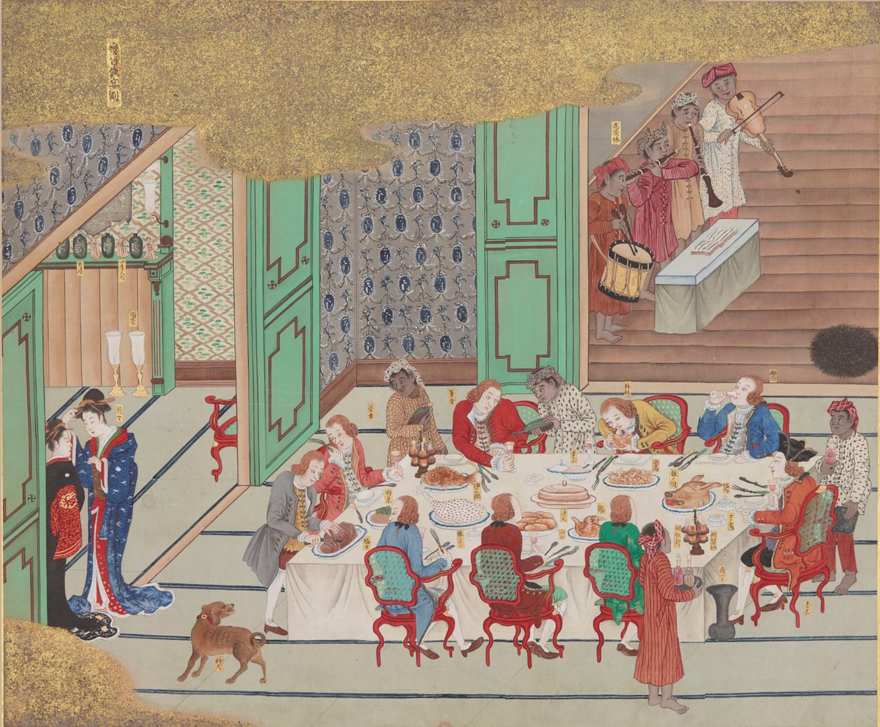 مأدبة هولندية ، عشية عيد الميلاد في ناغازاكي ، من بانكانزو ، 1797. بواسطة يوشي إيشيزاكي