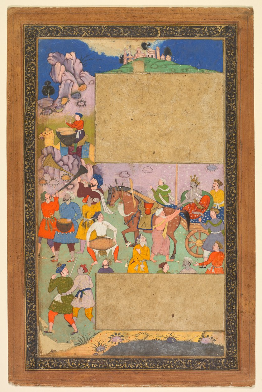 سائق عربة يركب عبر منظر طبيعي صخري مع حاشية من المشاة والموسيقيين ... ، 1616-1616 بواسطة يوسف علي