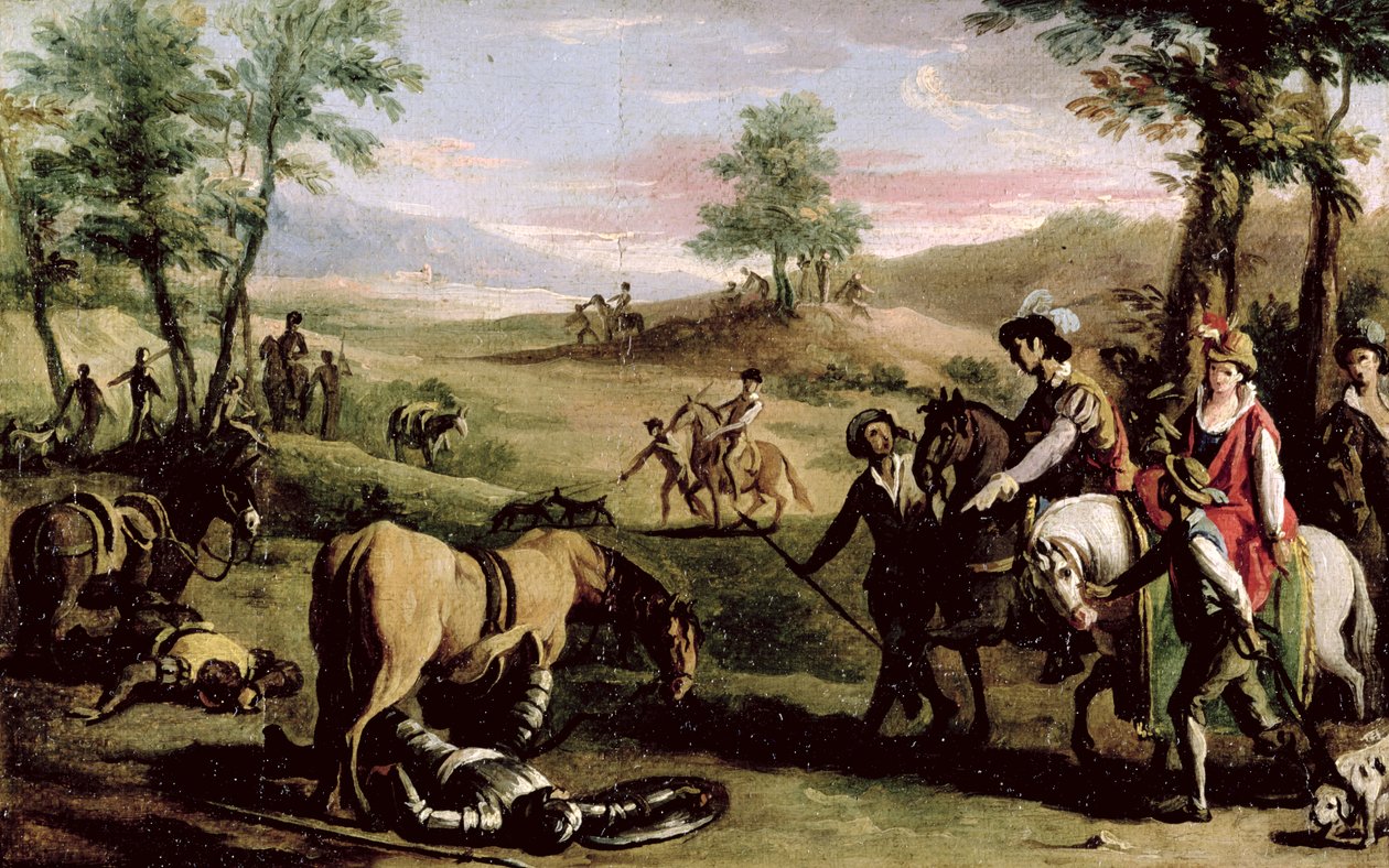 دون كيشوت يسقط من حصانه أمام الدوقات (زوج 82436) بواسطة Zacarias Gonzalez Velazquez