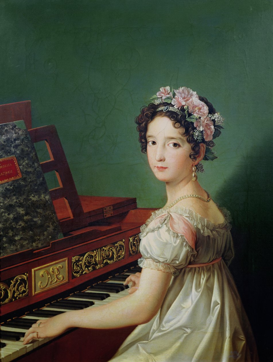 ابنة الفنان في Clavichord بواسطة Zacarias Gonzalez Velazquez