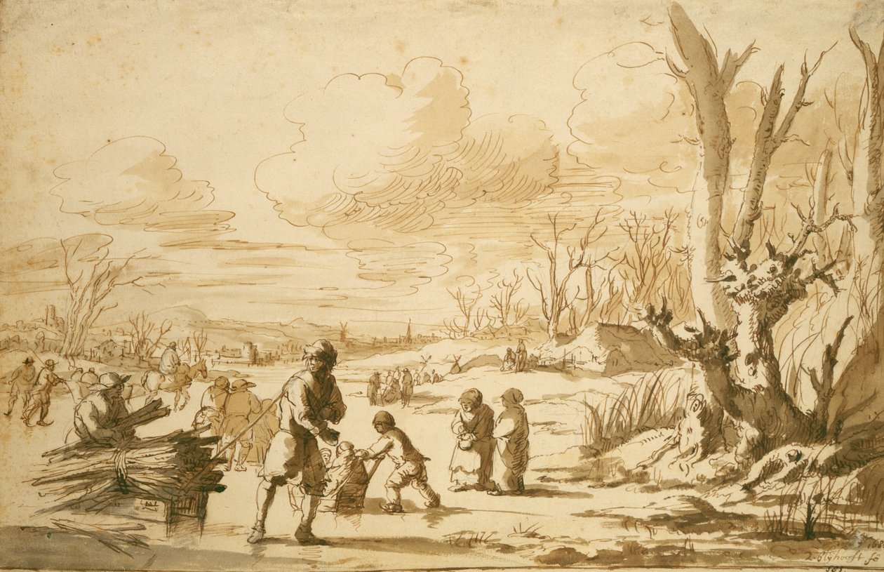 Enjoy the the Ice، 1680 (قلم وقلم رصاص على ورق) بواسطة زكريا بليهووفت