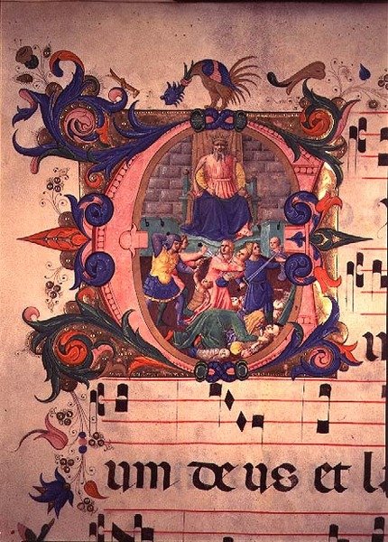 Missal 515 f.13v مذبحة الأبرياء ، من كتاب جوقة تم تنفيذه قبل عام 1449 (لمزيد من التفاصيل ، انظر 88910-11) بواسطة زانوبي بقلم بينيديتو ستروزي