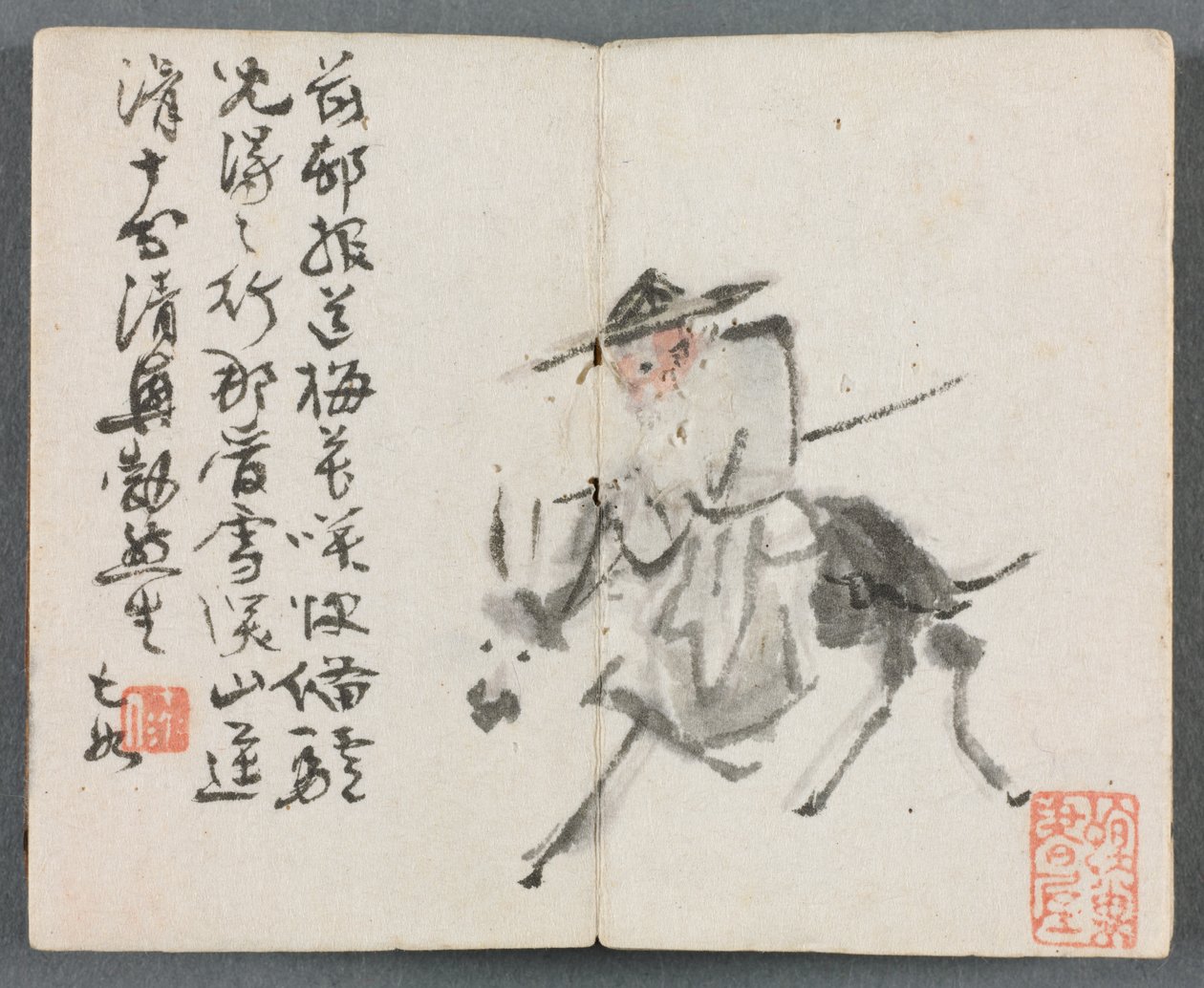 ألبوم مصغر بالأشكال والمناظر الطبيعية العجوز على حمار ، 1822. بواسطة Zeng Yangdong