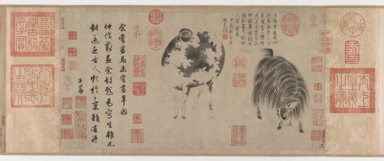 الأغنام والماعز ، أسرة يوان ، حوالي 1300 (حبر على ورق) بواسطة Zhao Mengfu Chao Meng Fu أو