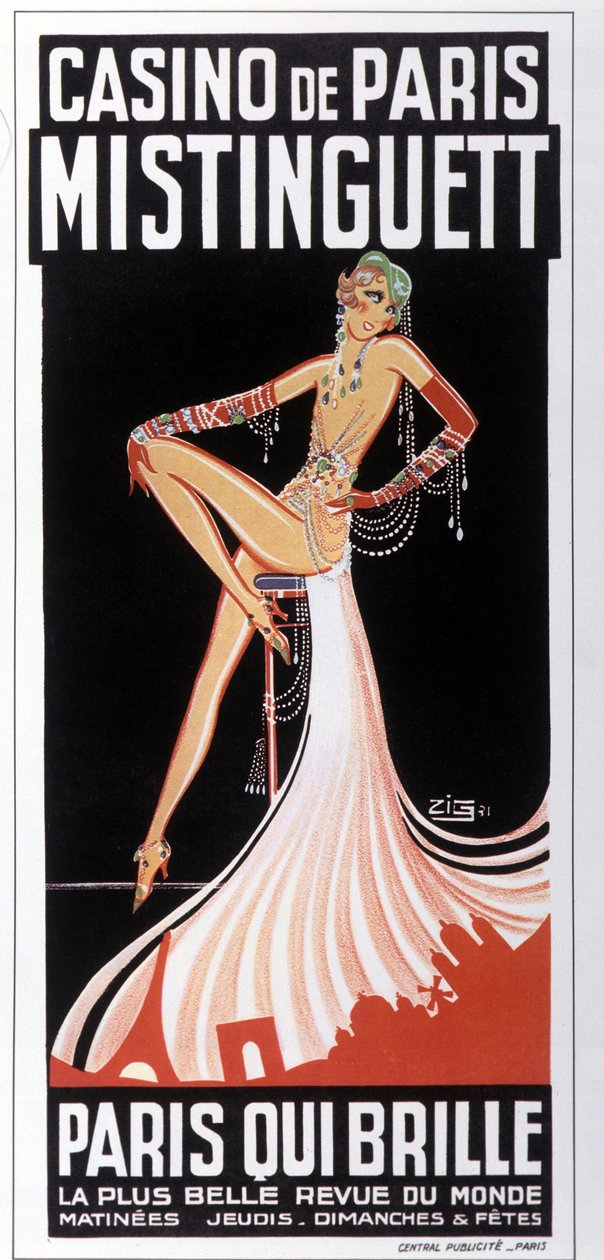 ملصق Mistinguett (Mistinguette) في Casino de Paris بواسطة Zig. 1931 د بواسطة منعرج