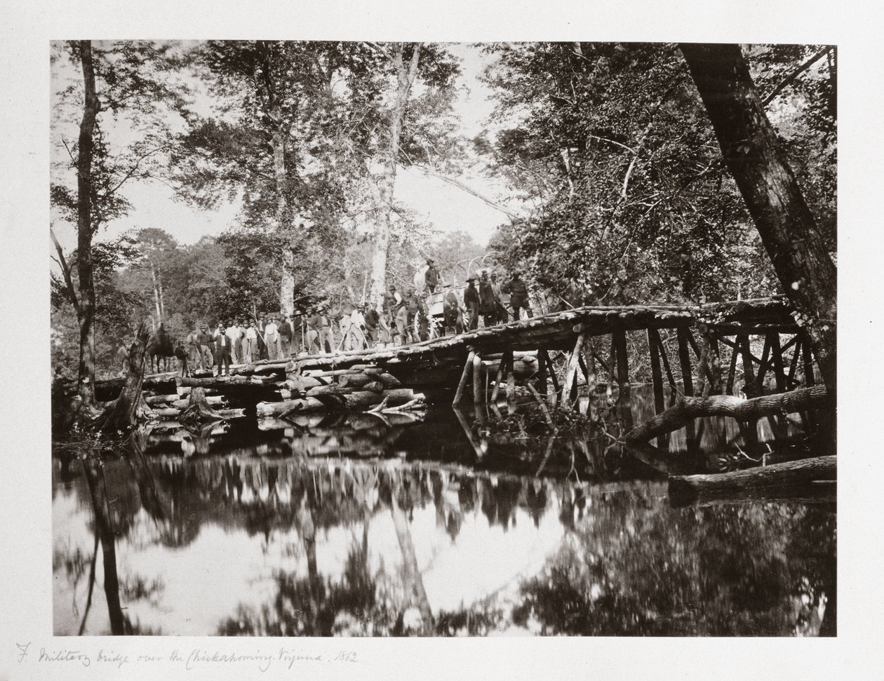 A military bridge over the Chickahominy, Virginia, USA, c 1862 بواسطة فرديناند جورج والدمولر