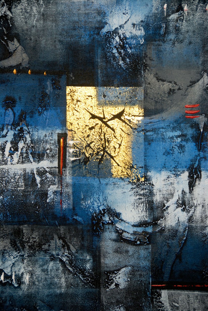 Abstract art; painting in the colours gold; blue; black and grey; Ubud; Bali; Indonesia; Southeast Asia; Asia بواسطة فريدريك (المرتبط ب) بارنارد