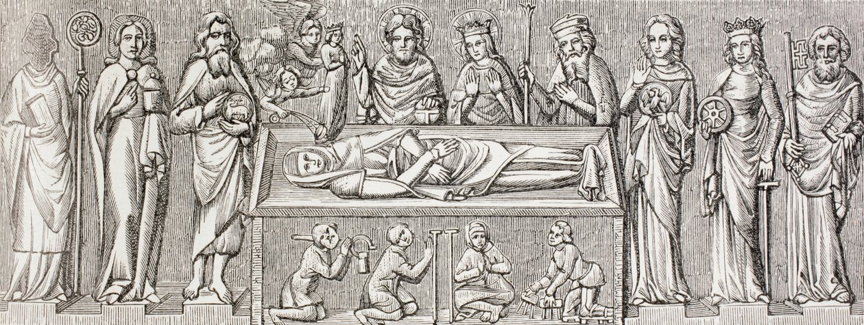 After the bas-relief on the tomb of Princess Elisabeth of Hungary (1207 - 1231) a Catholic Saint, from 