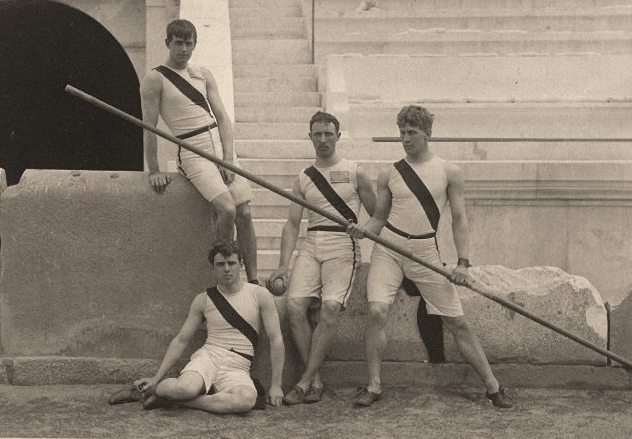 الرياضيون الأمريكيون في دورة الألعاب الأولمبية الصيفية ، أثينا ، اليونان. 1896 (صورة) بواسطة . .