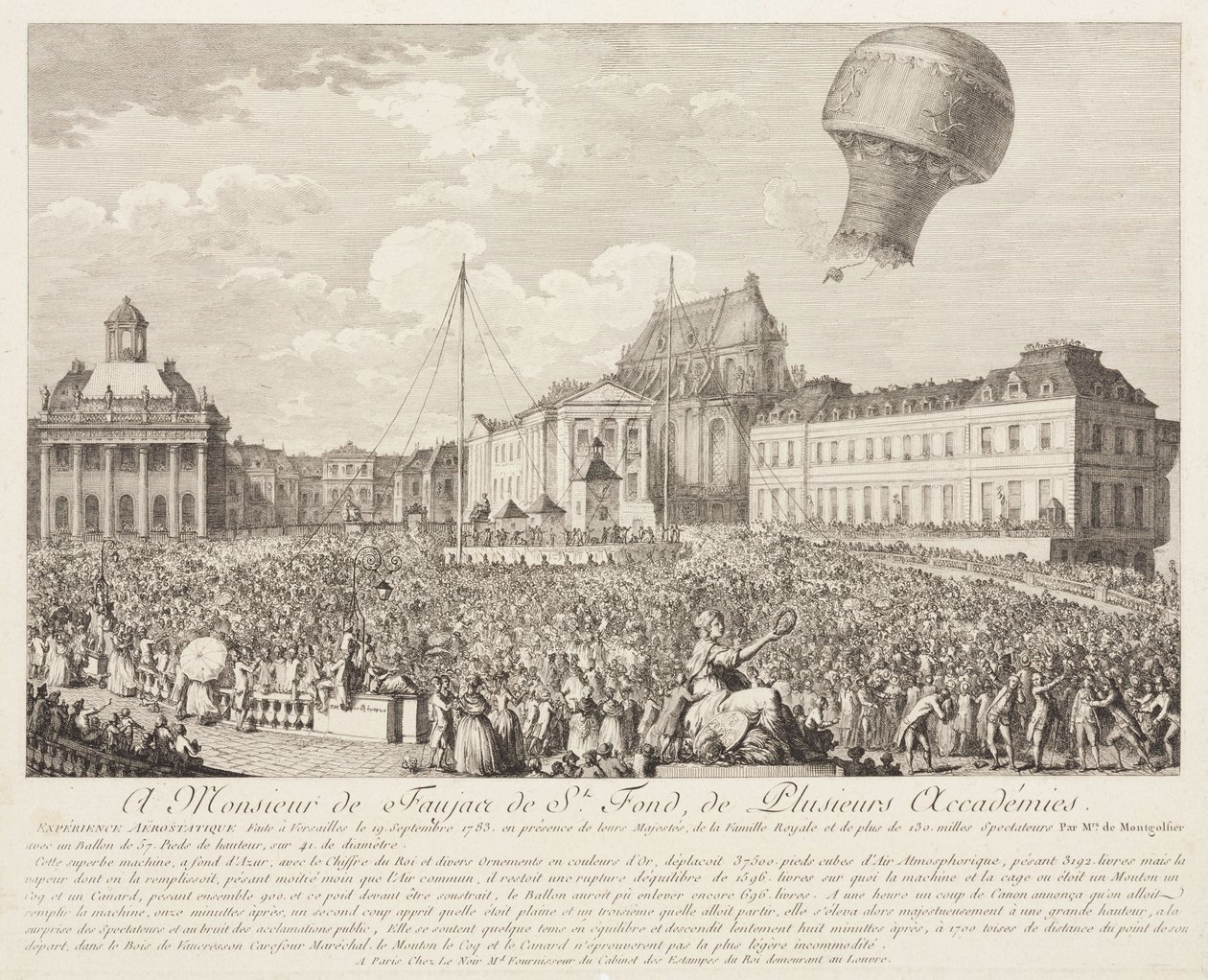 Ascent of a Montgolfier Balloon at Versailles بواسطة فريدريك (المرتبط ب) بارنارد
