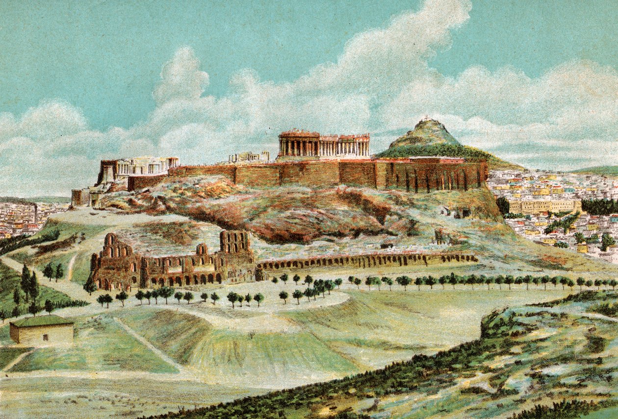 أثينا ، حوالي 1920 (طباعة حجرية) بواسطة . .