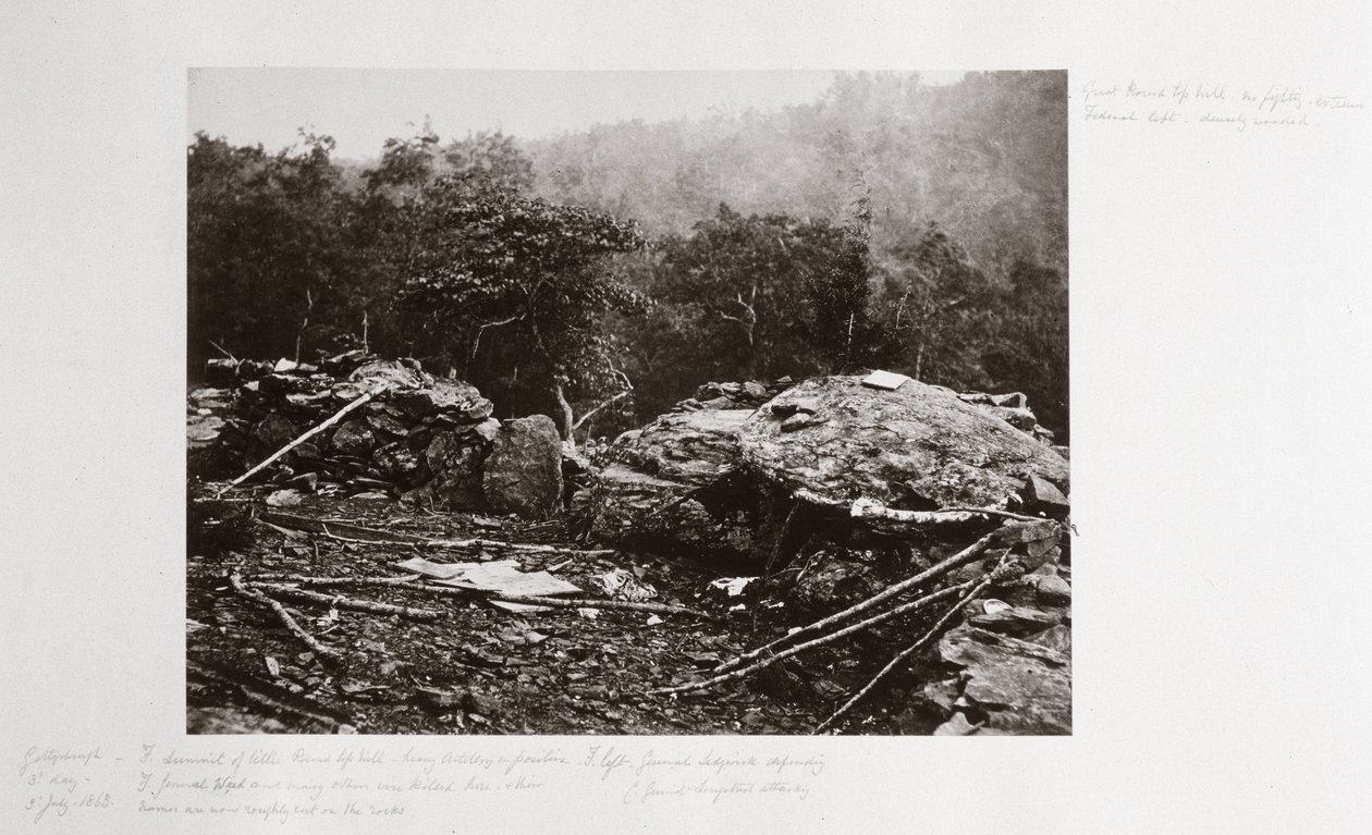 Breastworks on Little Round Top Hill, Gettysburg, Pennsylvania, July 1863 بواسطة فرديناند جورج والدمولر