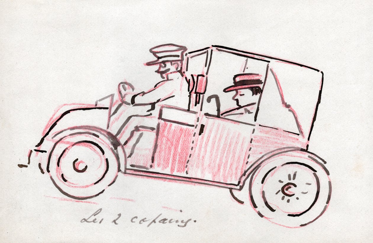 سيارة مع سائق. حوالي عام 1910 (رسم) بواسطة . .
