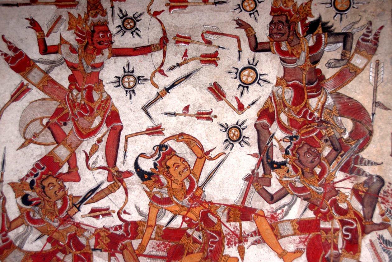 Ceiling painting in the Royal Palace; Battle of the Gods; Kerta Gosa; Taman Gili palace; Klungkung; Semarapura; Bali; Indonesia; Southeast Asia; Asia بواسطة فريدريك (المرتبط ب) بارنارد