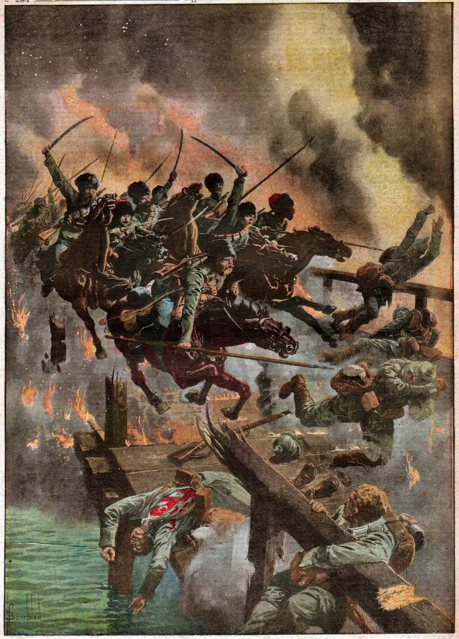 Charge de cosaques russes. Attack of russian cossacks. بواسطة فرديناند جورج والدمولر