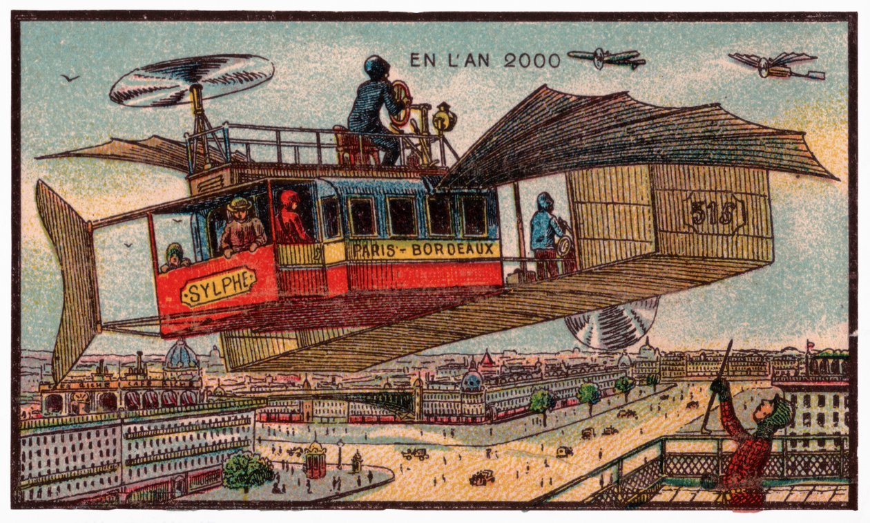 الحافلة الطائرة في باريس ، حوالي عام 1910 بواسطة . .