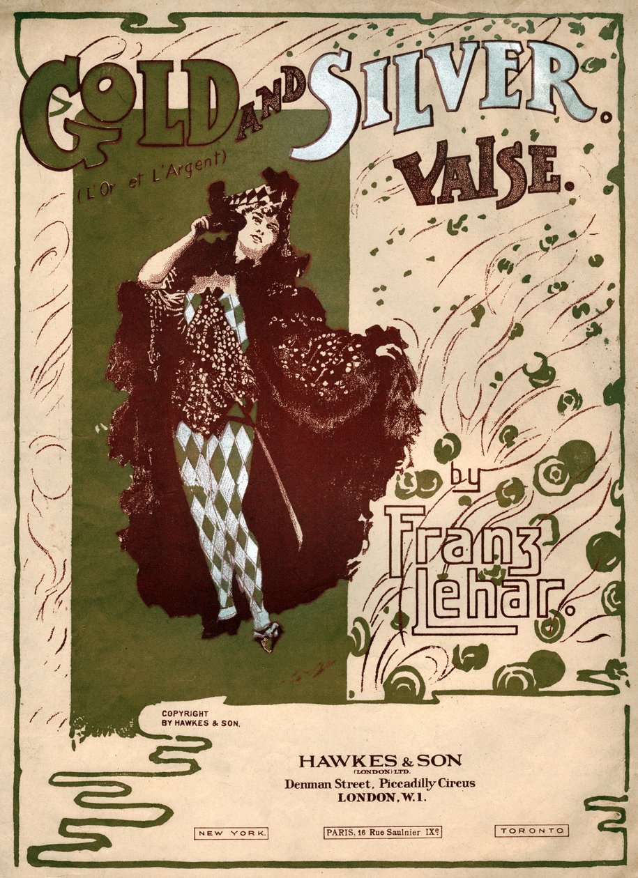 الذهب والفضة ، رقصة الفالس لفرانز ليهار. حوالي عام 1904 (رسم توضيحي) بواسطة . .