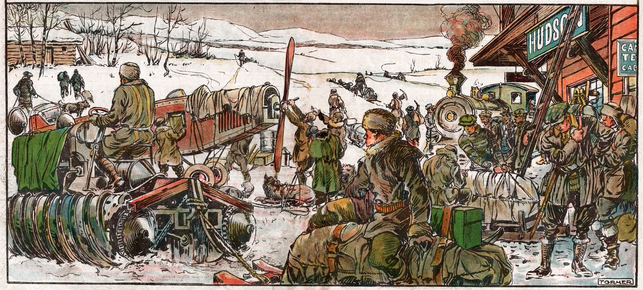 الباحثون عن الذهب في موقع تعدين في أونتاريو. 1926 (رسم توضيحي) بواسطة . .