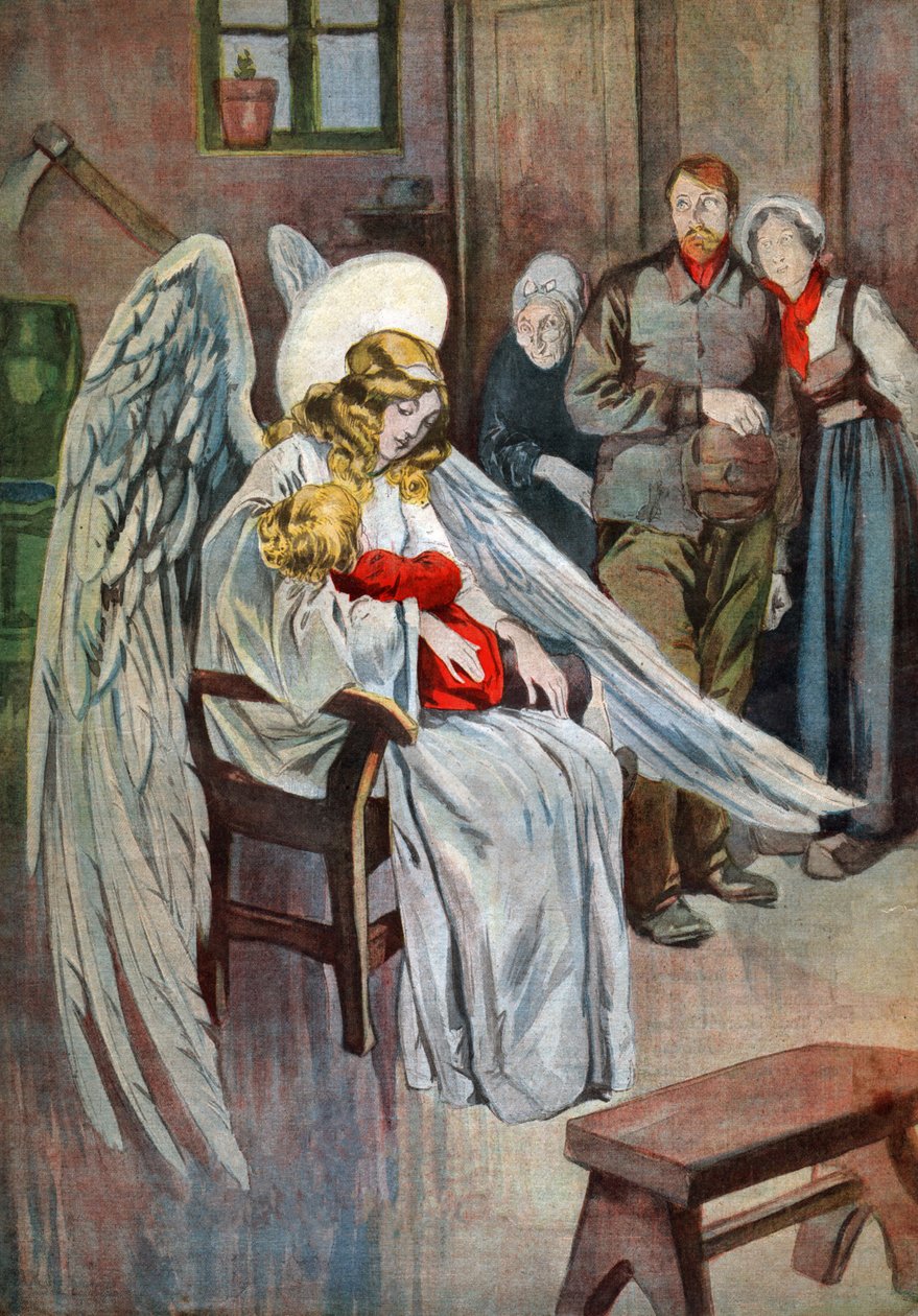 الملاك الحارس. حوالي عام 1910 (نقش) بواسطة . .