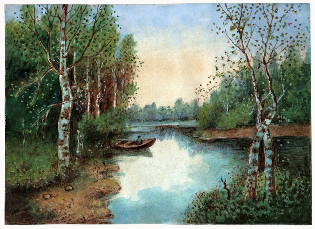 بركة مع قارب ، حوالي عام 1930 بواسطة . .