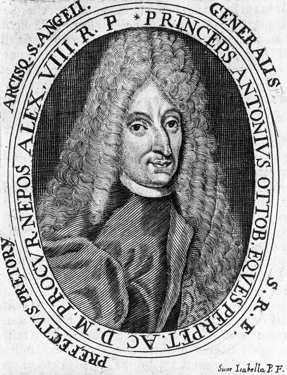 صورة للأمير أنطونيو أوتوبوني (1646-1710) ، قائد الجيش البابوي ، نقش بواسطة سيفيريني سيفيريني
