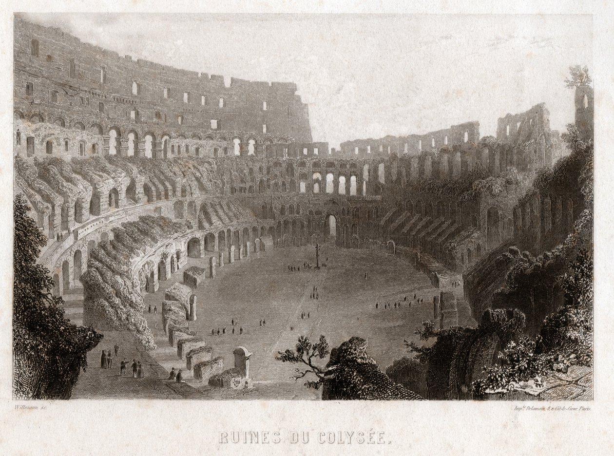 أطلال Colisee في روما ، حوالي عام 1840 (نقش) بواسطة . .