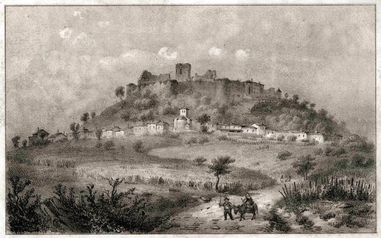 أنقاض قلعة بريني في لورين. كاليفورنيا. 1860 (نقش) بواسطة . .