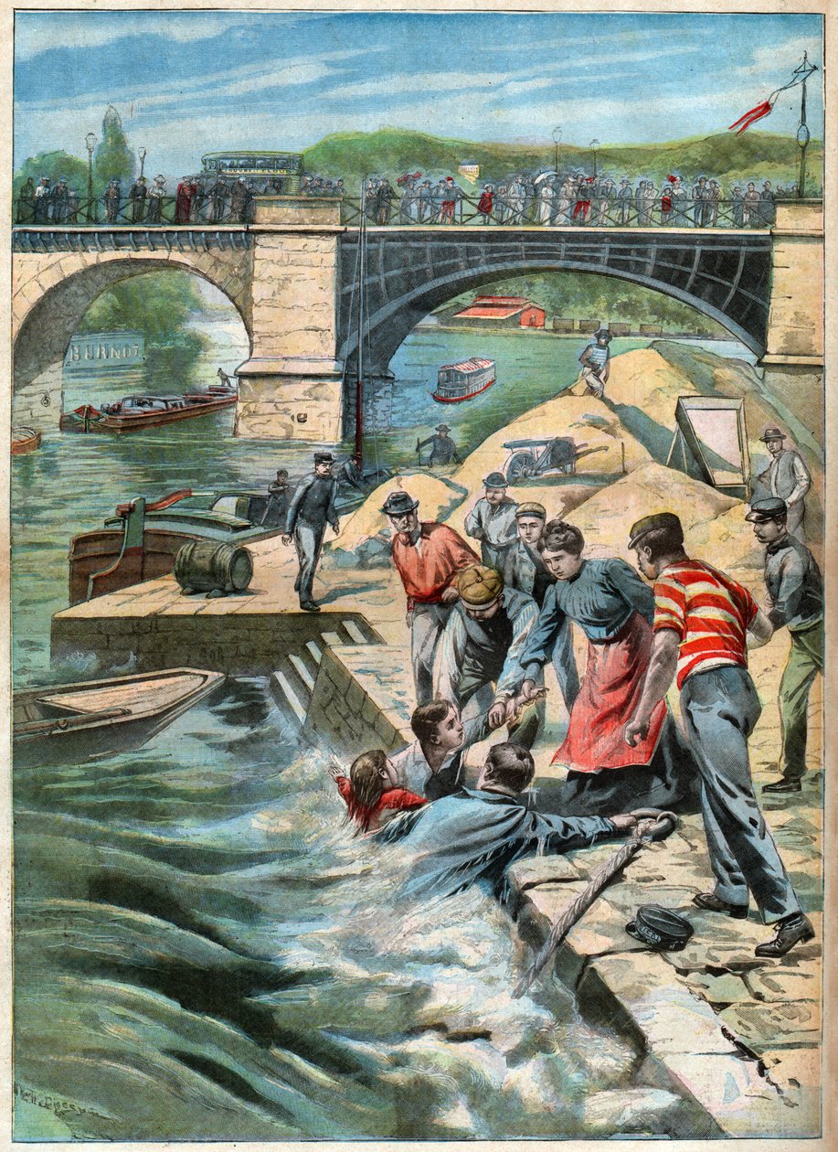 Sauvetage dans la Seine. Rescue on the Seine. بواسطة ريتشارد (بعد) داد