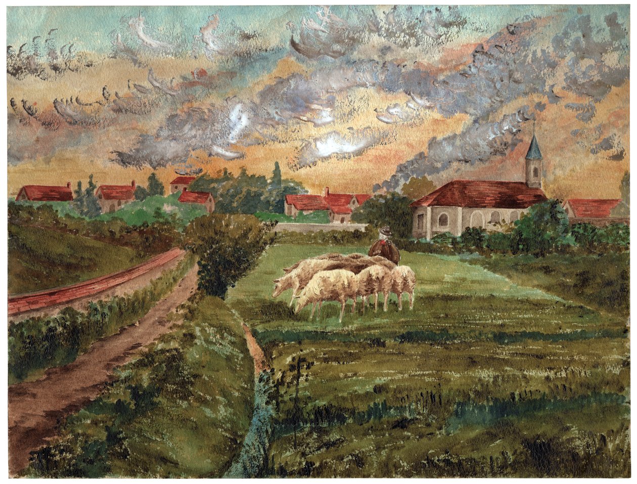 قطيع الأغنام ، حوالي عام 1910 بواسطة . .