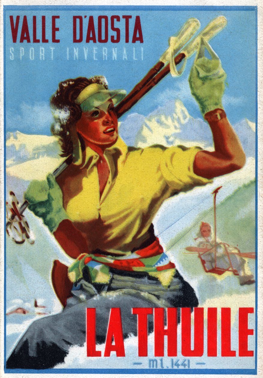 التزلج في La Thuile ، حوالي عام 1950 بواسطة . .