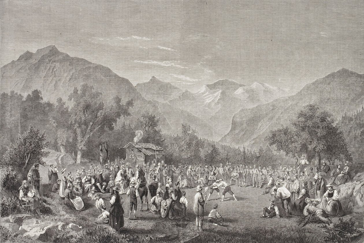 Switzerland Unspunnenfest (b/w photo) بواسطة فريدريك (المرتبط ب) بارنارد