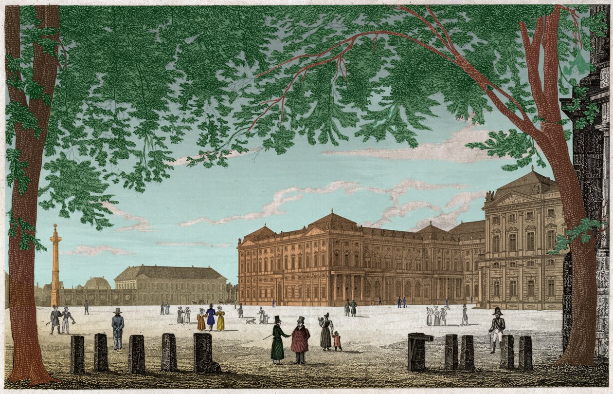 مقر إقامة Wurzburg ، قلعة الأمراء Eveques en Bavarie. كاليفورنيا. 1850 (نقش) بواسطة . .