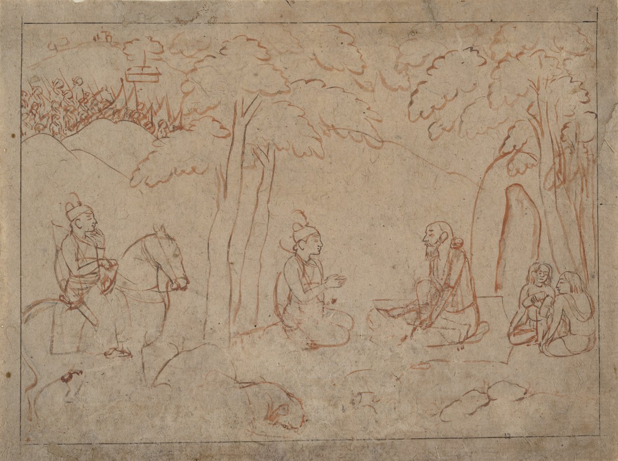 راما ولاكشمان يزوران محبسة الزهد ، كاليفورنيا. 1775-80. بواسطة سيد الجيل الأول بعد نينسوخ