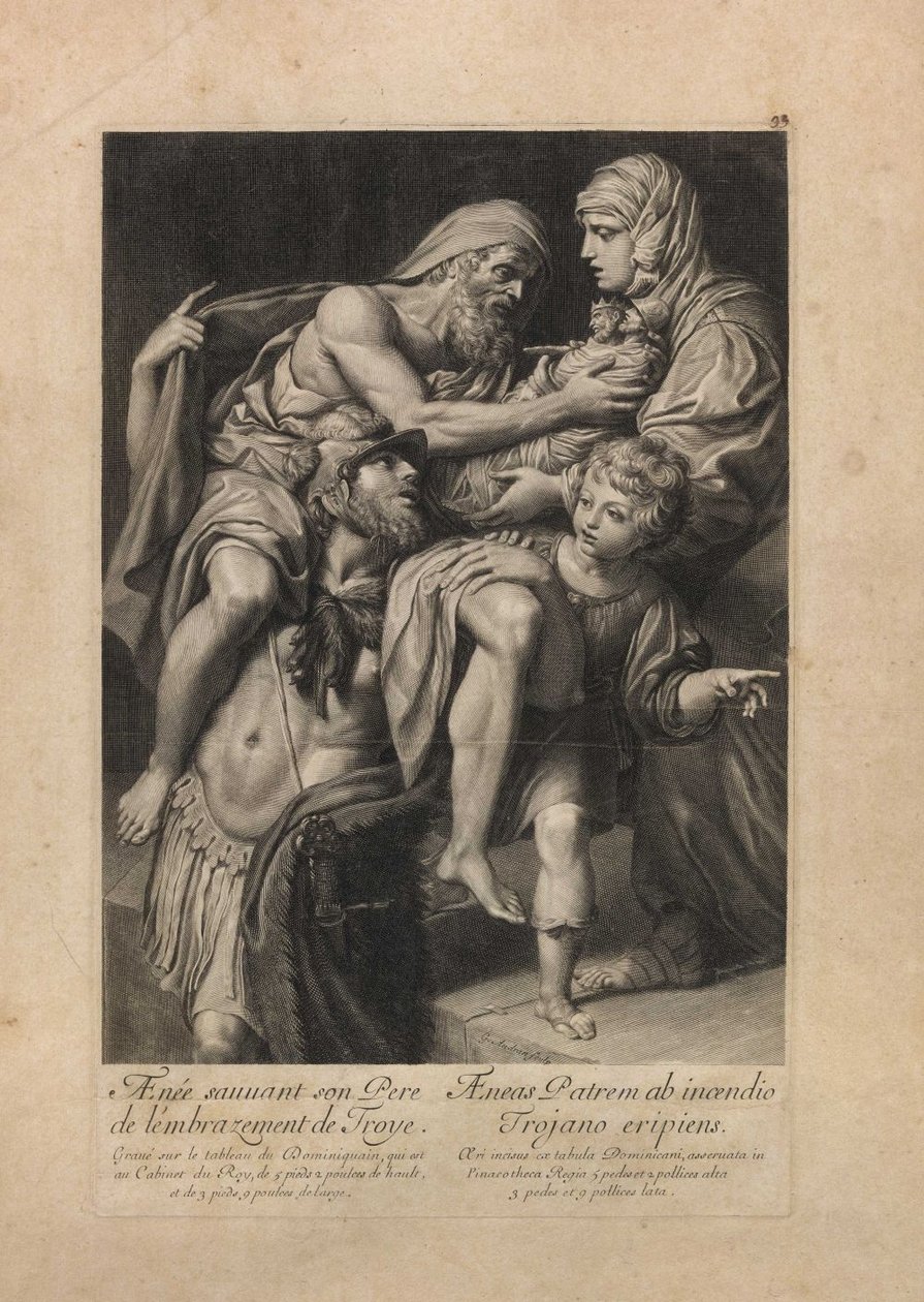 Aeneas إنقاذ والده Anchises من حرق Troy Aenee ابن sauvant pere de lembrazement de Troye بواسطة دومينيكينو