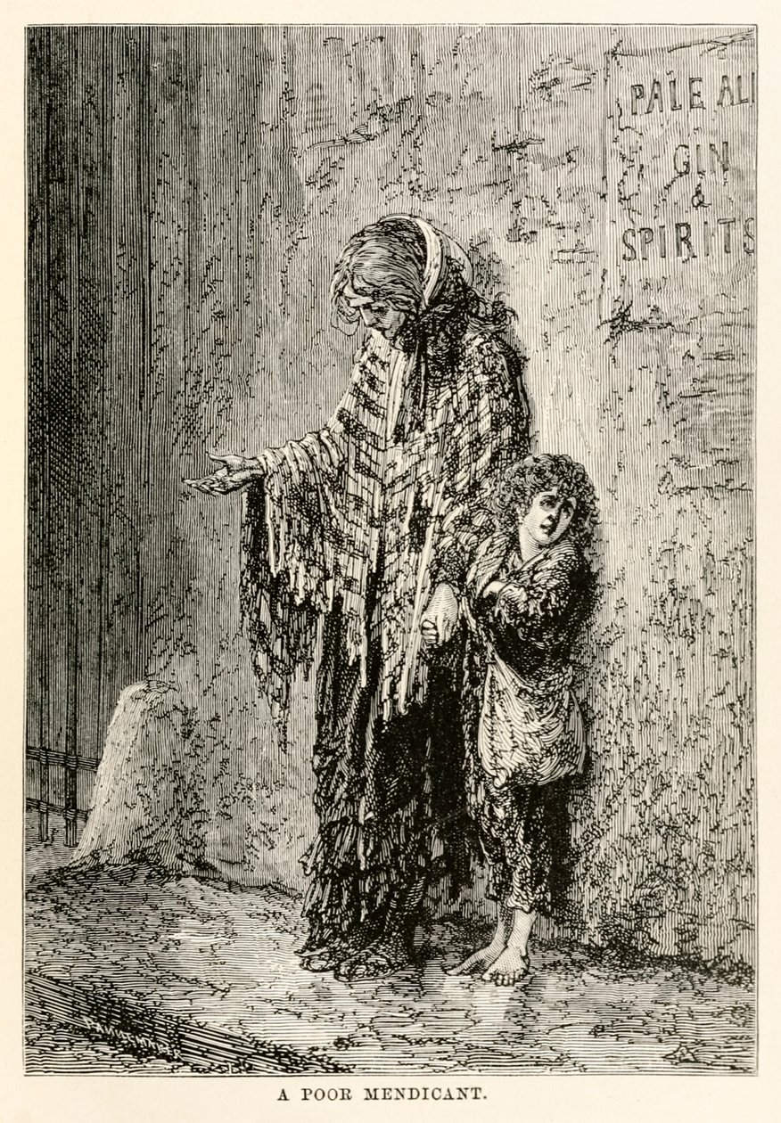 متسول فقير ، من حول العالم في ثمانين يومًا بقلم جول فيرن (1828-1905) ، نقشها لويس دومون (م 1822) 1873 بواسطة بعد ألفونس ماري دي نوفيل