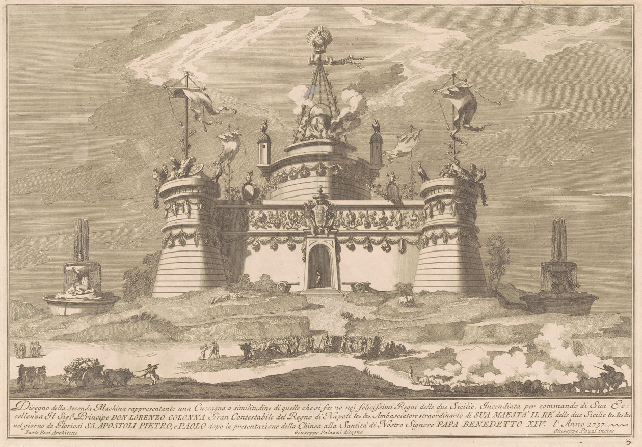 The Seconda Macchina للصين عام 1757: قلعة كوكيني بواسطة بعد جوزيبي بالاتزي جوزيبي بوتزي بعد باولو بوسي