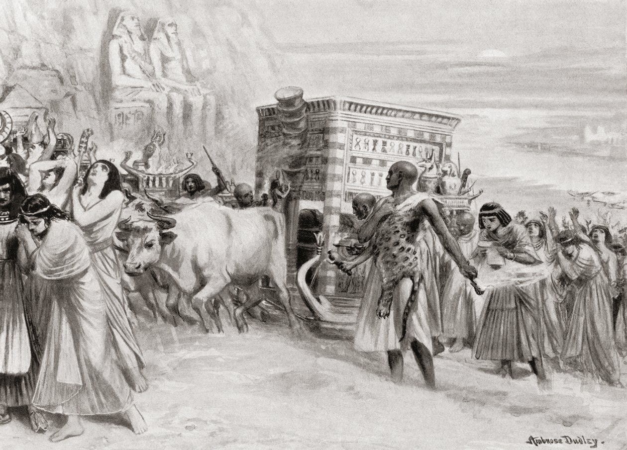 موكب جنازة خلال الأسرة التاسعة عشرة ، مصر القديمة ، من Hutchinsons History of the Nations ، pub. 1915 بواسطة بعد روبرت دادلي