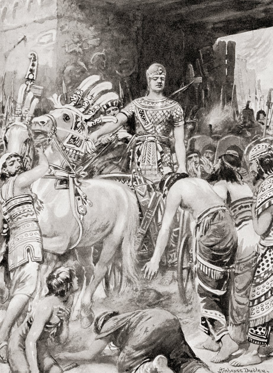 Psamtik I من مصر يدخل مدينة Azotus أو Ashdod ، من Hutchinsons History of the Nations ، pub. بواسطة بعد روبرت دادلي